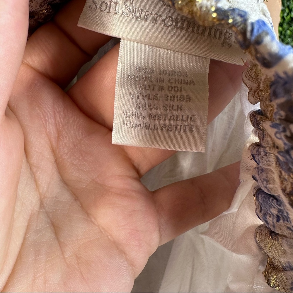 Soft‎ Surroundings silk blend blue paisley metalic gold Pleated Midi Skirt NWOT - Picture 10 of 13